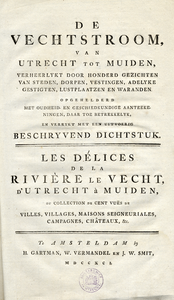 135688 Afbeelding van het titelblad van de prentenreeks 'De Vechtstroom van Utrecht tot Muiden' met tekst in het ...
